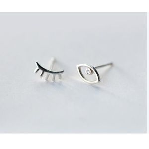 Silver Eyelash and Eye Earrings